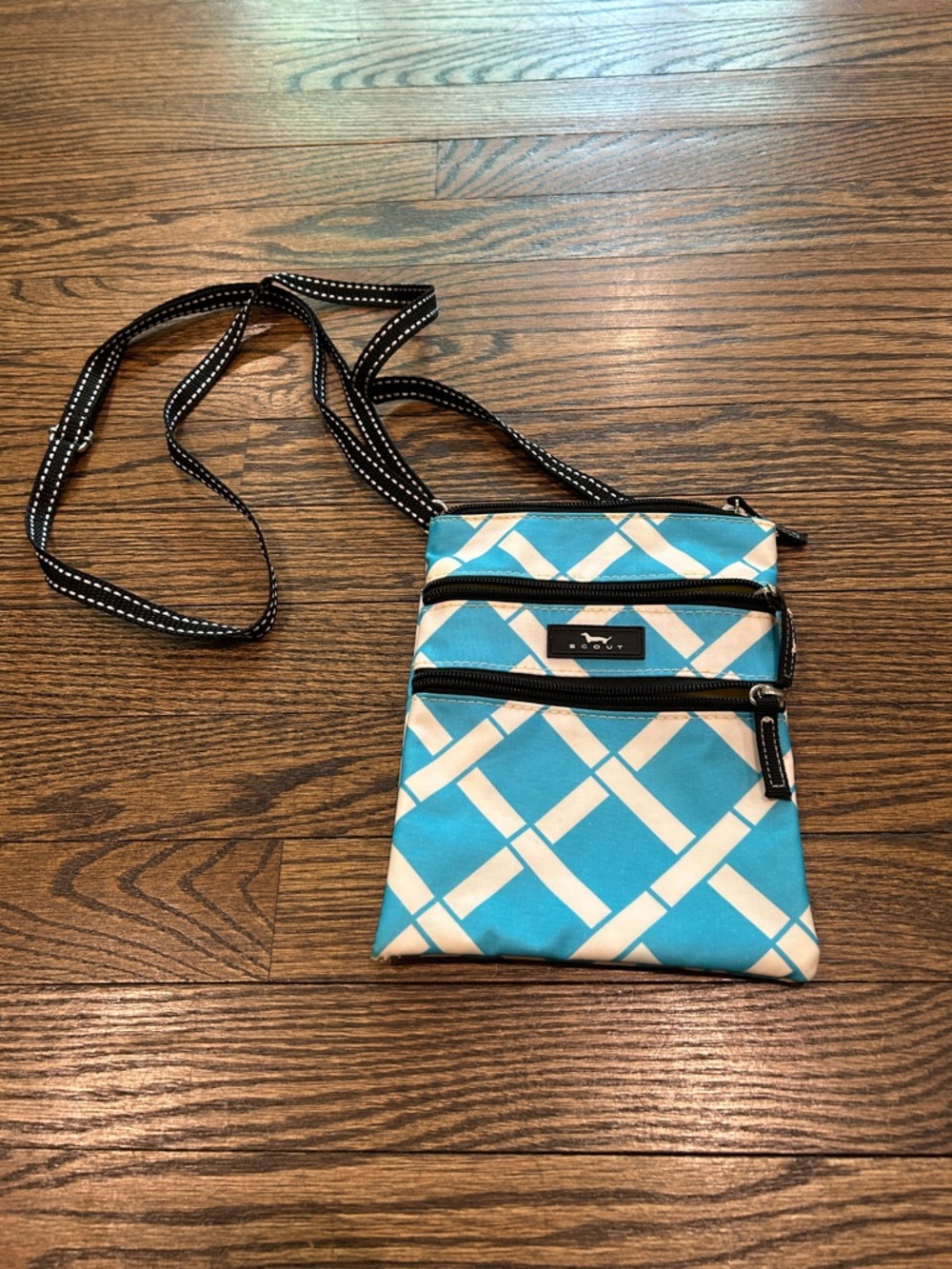Scout Sally Go Lightly Crossbody Bag in Blue and White Lattice print